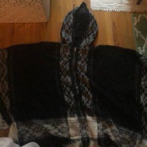 Hooded sweater poncho